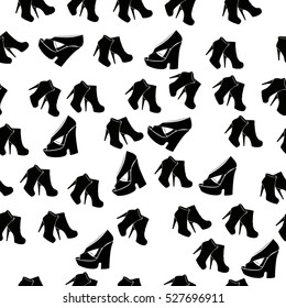 High quality original trendy vector seamless pattern with realistic ladies shoe.