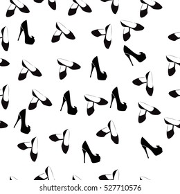 High quality original trendy vector seamless pattern with realistic ladies shoe.