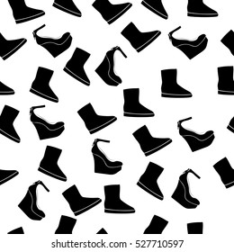 High quality original trendy vector seamless pattern with realistic ladies shoe.