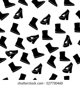 High quality original trendy vector seamless pattern with realistic ladies shoe.