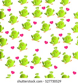 High quality original trendy vector seamless pattern with cute colorful birds