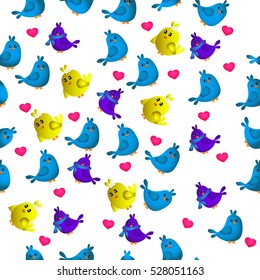 High quality original trendy vector seamless pattern with cute colorful birds