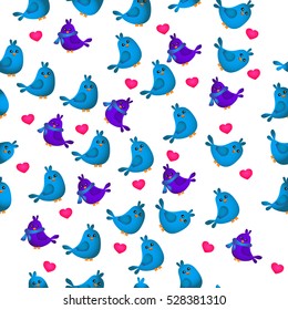 High quality original trendy vector seamless pattern with cute colorful birds