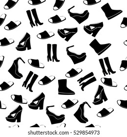 High quality original trendy vector seamless pattern with realistic ladies shoe.