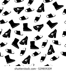 High quality original trendy vector seamless pattern with realistic ladies shoe.