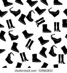 High quality original trendy vector seamless pattern with realistic ladies shoe.