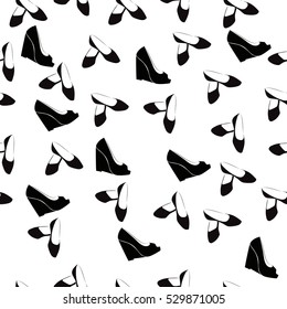High quality original trendy vector seamless pattern with realistic ladies shoe.