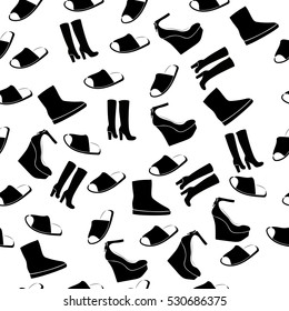 High quality original trendy vector seamless pattern with realistic ladies shoe.
