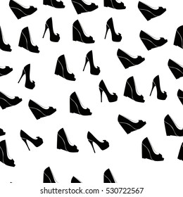 High quality original trendy vector seamless pattern with realistic ladies shoe.