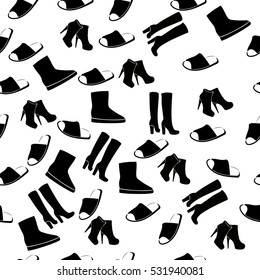 High quality original trendy vector seamless pattern with realistic ladies shoe.