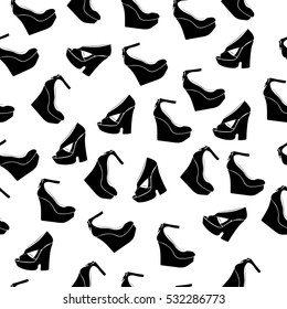 High quality original trendy vector seamless pattern with realistic ladies shoe.