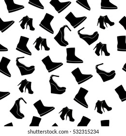 High quality original trendy vector seamless pattern with realistic ladies shoe.