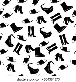 High quality original trendy vector seamless pattern with realistic ladies shoe.