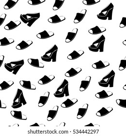 High quality original trendy vector seamless pattern with realistic ladies shoe.