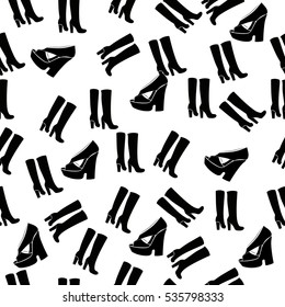 High quality original trendy vector seamless pattern with realistic ladies shoe.