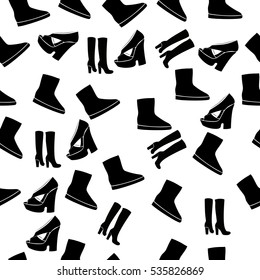 High quality original trendy vector seamless pattern with realistic ladies shoe.