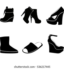 High quality original trendy vector set with realistic ladies shoe.