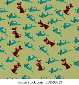 High quality original trendy vector seamless pattern with cute dog or puppy. Dog best friend