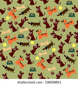 High quality original trendy vector seamless pattern with cute dog or puppy. Dog best friend