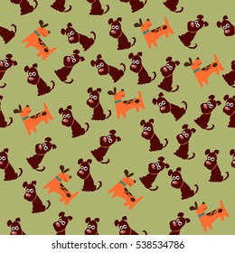 High quality original trendy vector seamless pattern with cute dog or puppy. Dog best friend