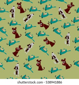 High quality original trendy vector seamless pattern with cute dog or puppy. Dog best friend