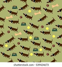 High quality original trendy vector seamless pattern with cute dog or puppy. Dog best friend