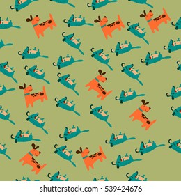 High quality original trendy vector seamless pattern with cute dog or puppy. Dog best friend