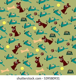 High quality original trendy vector seamless pattern with cute dog or puppy. Dog best friend