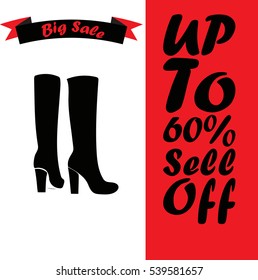High quality original trendy vector set with realistic ladies shoe sale.