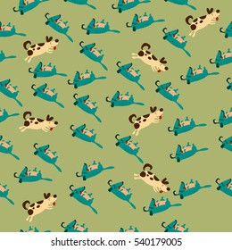 High quality original trendy vector seamless pattern with cute dog or puppy. Dog best friend