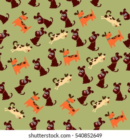 High quality original trendy vector seamless pattern with cute dog or puppy. Dog best friend