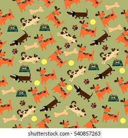 High quality original trendy vector seamless pattern with cute dog or puppy. Dog best friend