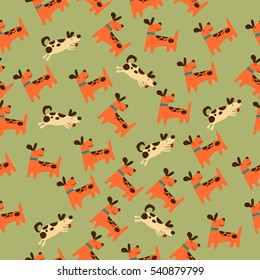 High quality original trendy vector seamless pattern with cute dog or puppy. Dog best friend