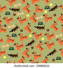 High quality original trendy vector seamless pattern with cute dog or puppy. Dog best friend