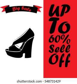 High quality original trendy vector set with realistic ladies shoe sale.