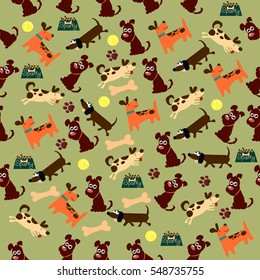 High quality original trendy vector seamless pattern with cute dog or puppy. Dog best friend