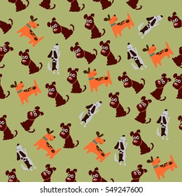High quality original trendy vector seamless pattern with cute dog or puppy. Dog best friend