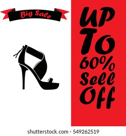 High quality original trendy vector set with realistic ladies shoe sale.