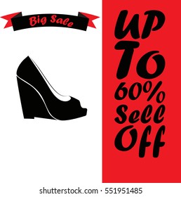 High quality original trendy vector set with realistic ladies shoe sale.