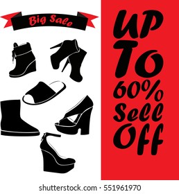 High quality original trendy vector set with realistic ladies shoe sale.