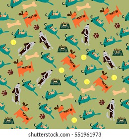High quality original trendy vector seamless pattern with cute dog or puppy. Dog best friend
