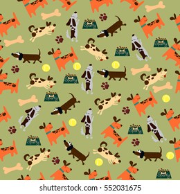 High quality original trendy vector seamless pattern with cute dog or puppy. Dog best friend