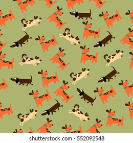 High quality original trendy vector seamless pattern with cute dog or puppy. Dog best friend