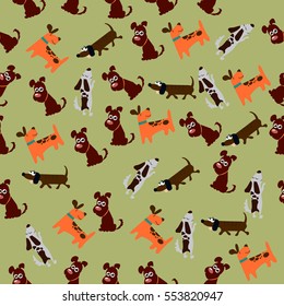 High quality original trendy vector seamless pattern with cute dog or puppy. Dog best friend