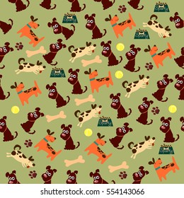 High quality original trendy vector seamless pattern with cute dog or puppy. Dog best friend