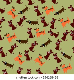 High quality original trendy vector seamless pattern with cute dog or puppy. Dog best friend