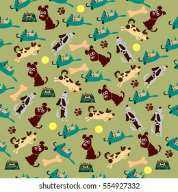 High quality original trendy vector seamless pattern with cute dog or puppy. Dog best friend