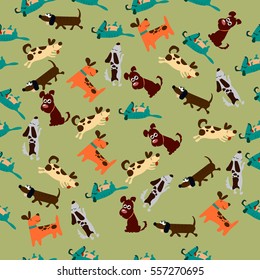 High quality original trendy vector seamless pattern with cute dog or puppy. Dog best friend