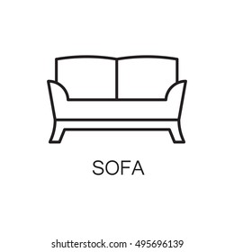 High quality outline vector pictogram on the topic of Sofa . Black line elements for web design or mobile app, logo, company's visit card, etc. Vector button EPS 10.