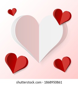 High Quality Paper Shape of Heart on Gradient Background . Poster of Love for your Design . Isolated Vector Elements